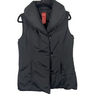 Olsen Down Filled Black Vest Shawl Collar Zip Size 4 Winter Puffer Quilted Warm